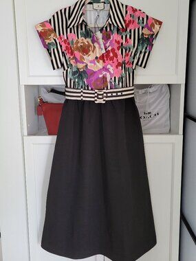 Tuckernuck Flowering Trellis Chloe Dress features a vibrant floral print contras